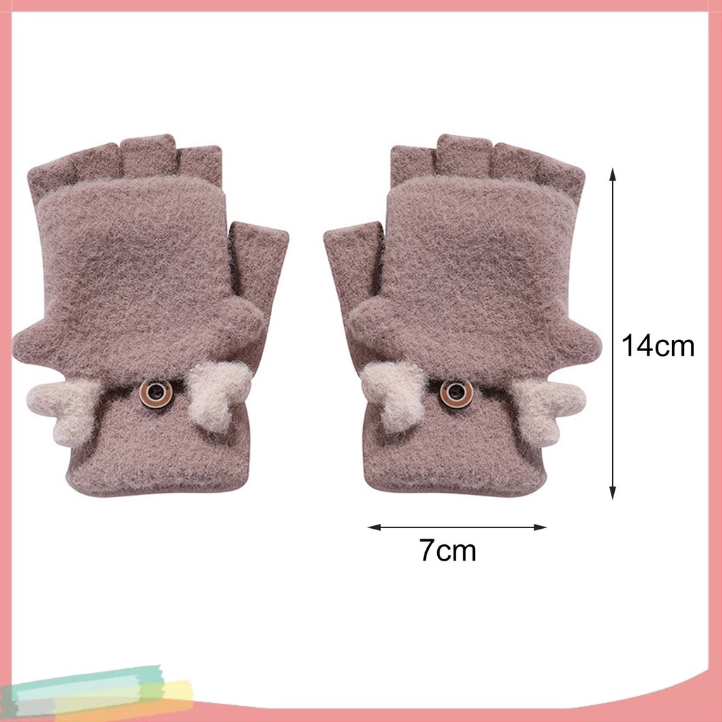 Găng tay chống lạnh thiết kế hở ngón hoạt hình dễ thương