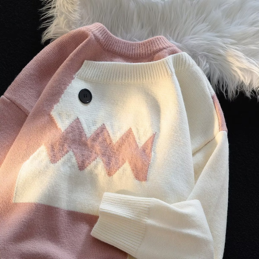 Áo Thun Sweater Dáng Rộng In Hình Khủng Long Dễ Thương Kiểu Nhật Bản Cho Các Cặp Đôi