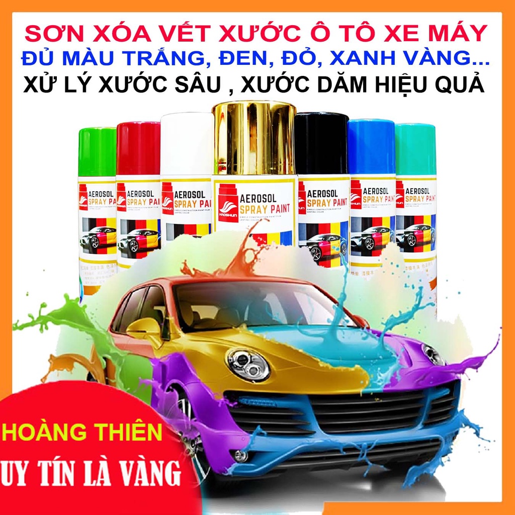 [LOẠI XỊN] Sơn Xịt Che Vết Xước Ô Tô Xe Máy - Xóa Trầy Xước Ô Tô Màu Trắng, Đen, Đỏ Mận, Bạc, Đỏ, Xanh, Vàng - Haoshun