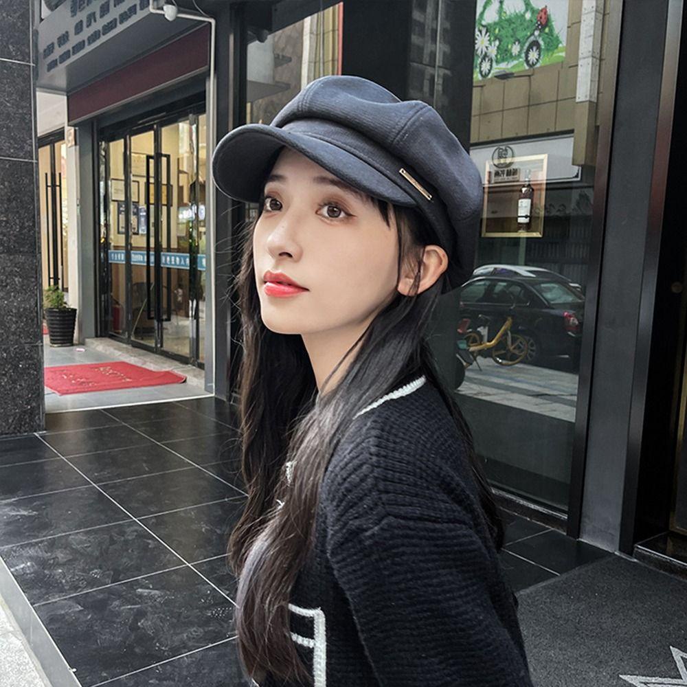 TWINKLE Mũ Beret Len Màu Sắc Thời Trang Vintage Dành Cho Nữ