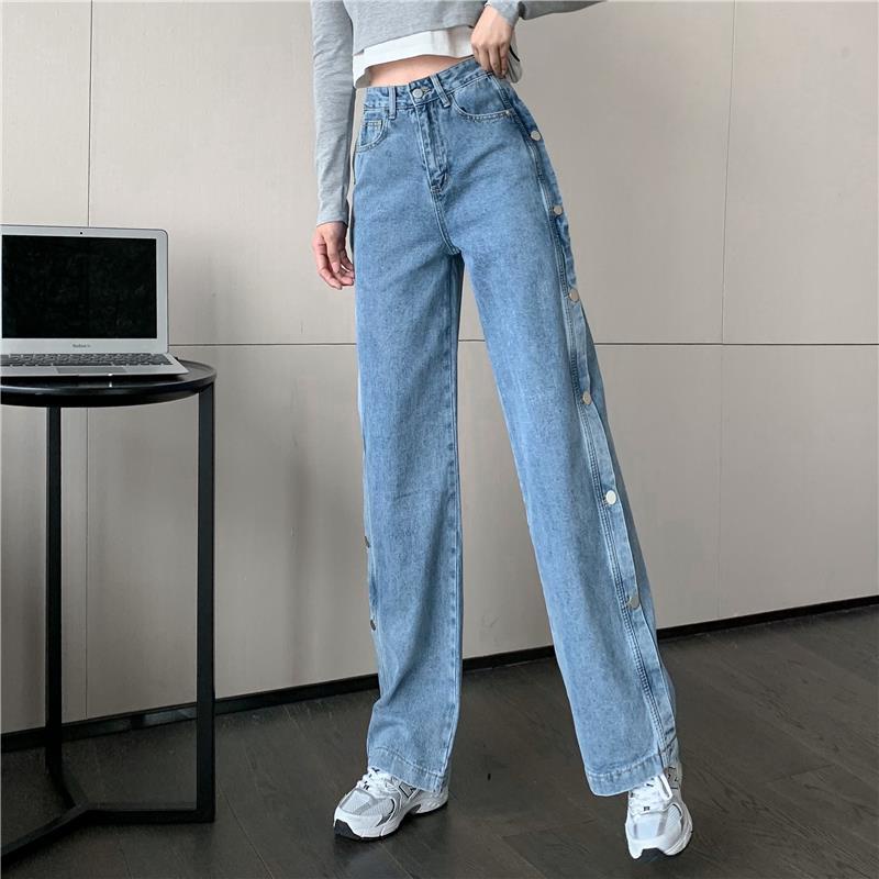 Quần Jean Nữ Lưng Cao Cài Hai Hàng Nút Thời Trang Hàn Quốc