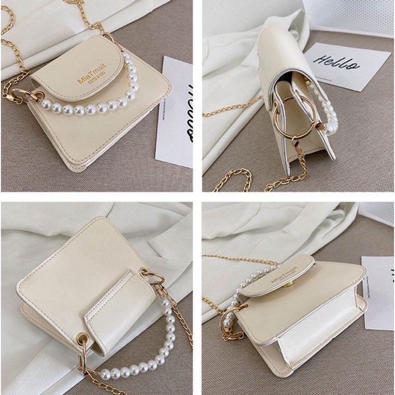 Túi xách nữ đeo chéo đi chơi phong cách hàn quốc phối dây ngọc MiaT Zuliashop8386