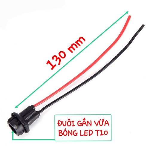Một Đầu Chụp Gắn Bóng Đèn T10 W5W Bằng Cao Su Mềm Đuôi Nối Dây Điện Dài 13cm Chuyên Dùng Cho Xe Hơi /Xe Máy/Xe Đạp