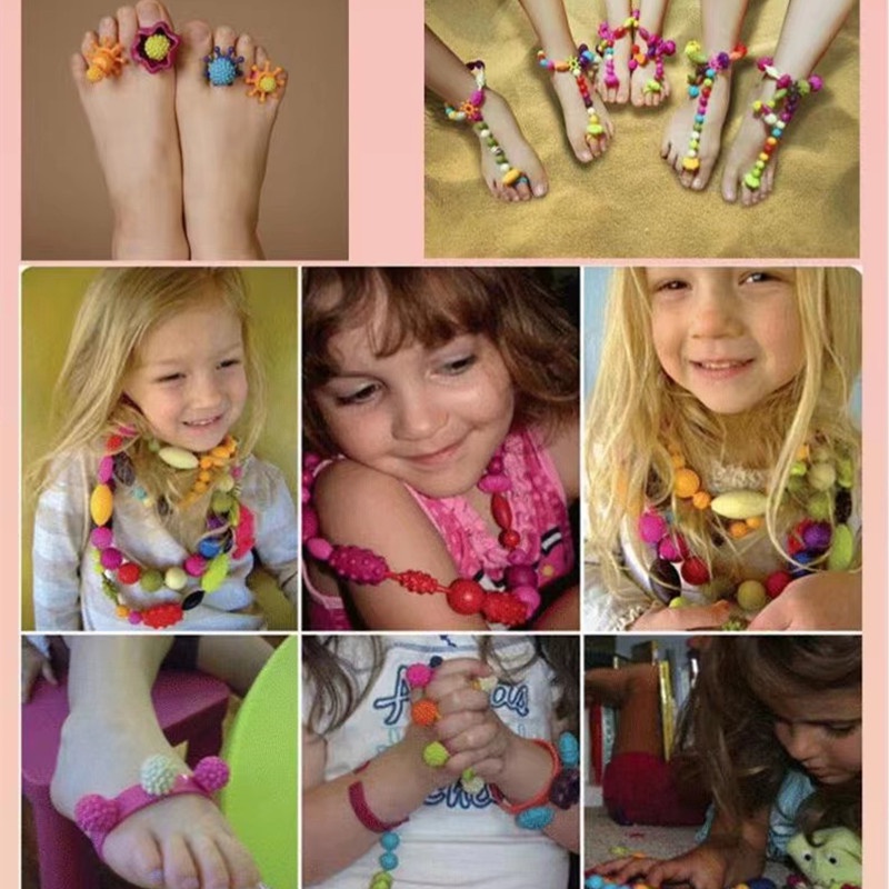 Đồ Chơi Hạt Xỏ Dây Vòng Tay Nhẫn Vòng Cổ Không Dây Công Chúa Ghép Nối Trang Sức Cho Bé Gái