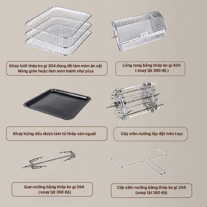 Lò Nướng Chân Không Điện Tử / Nồi Chiên Không Dầu 6 Món BIYI AF602A