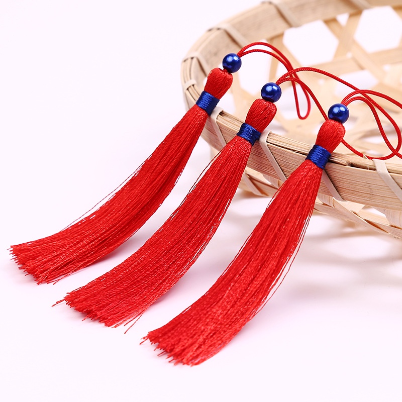 Dây treo tua rua gắn hạt mini phụ kiện làm đồ cổ trang handmade ô quạt lì xì nhiều màu xinh xắn