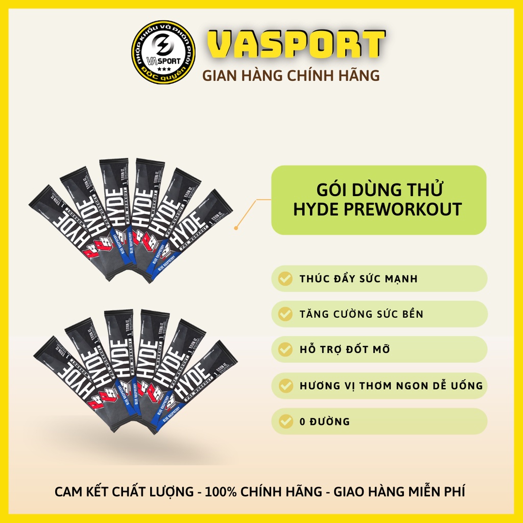 Thanh ly can date Sample Hyde Pre Workout vị việt quất, siêu mạnh