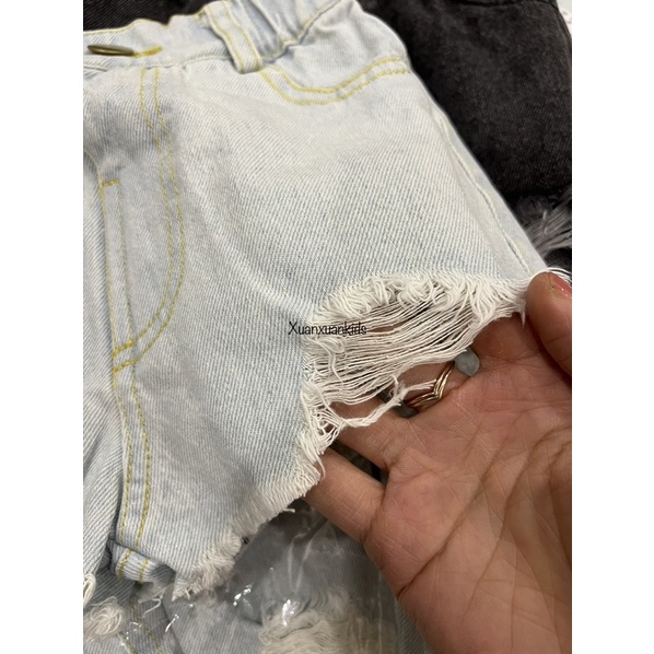 Quần Jean đùi rách siêu đẹp, quần đùi Jean rách bé gái