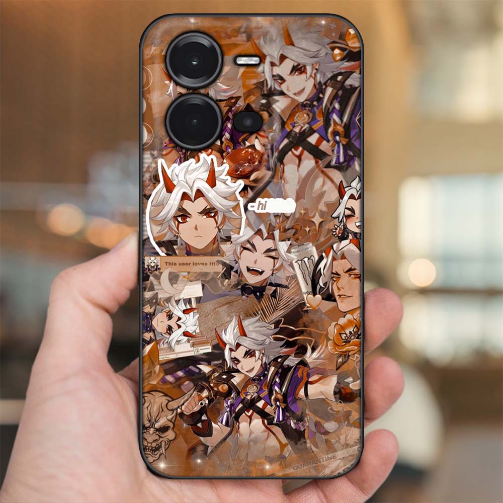 Ốp lưng Vivo V25 5G viền đen in hình Arataki Itto Genshin Impact