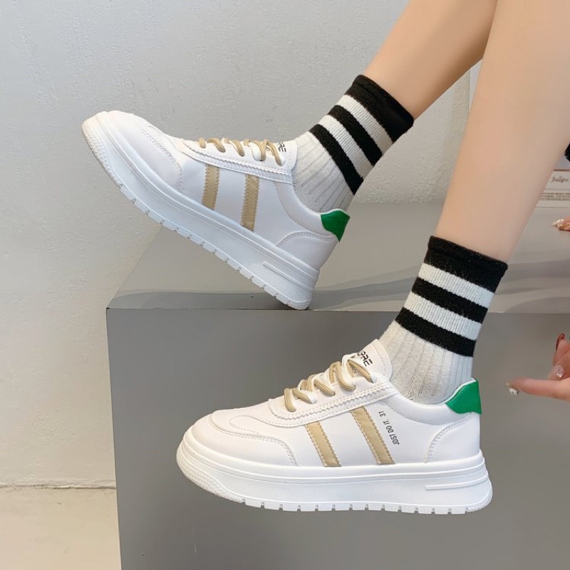 Giày thể thao nữ 2 vạch siêu nhẹ phối 2 dây tăng chiều cao 5 cm