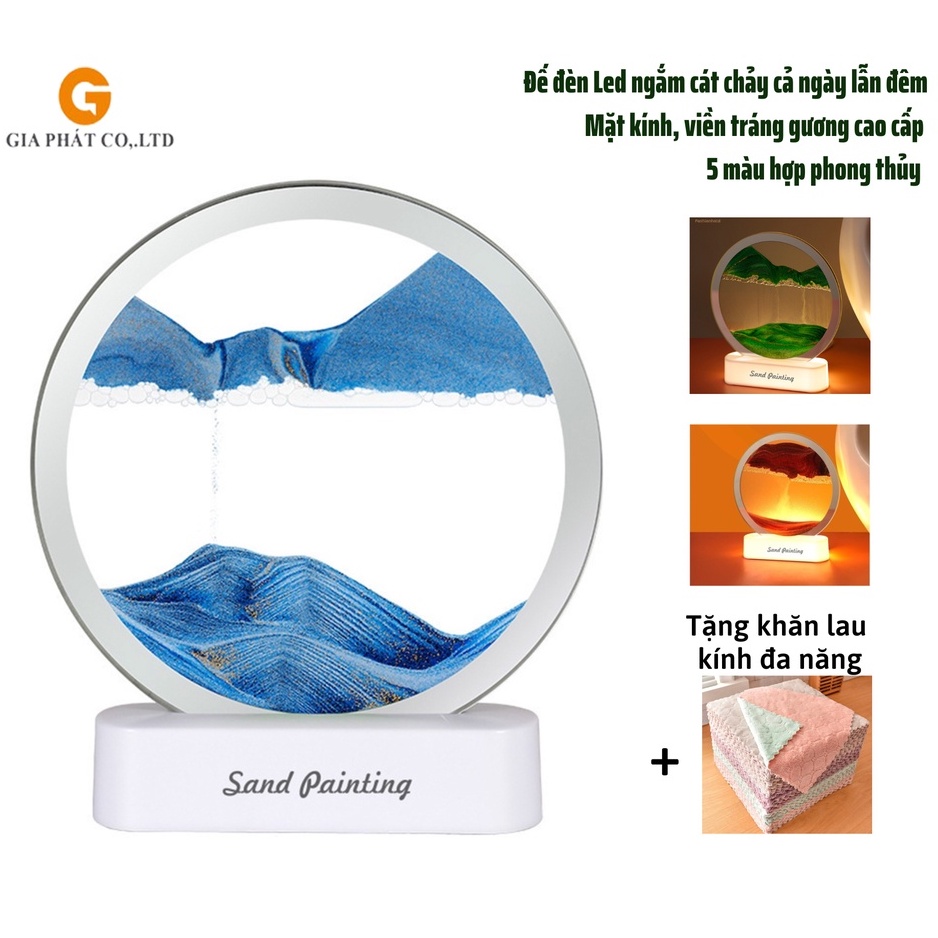 Tranh cát chảy 3D chuyển động tích hợp đèn LED tráng gương cao cấp dùng trang trí làm quà tặng hoặc đèn ngủ