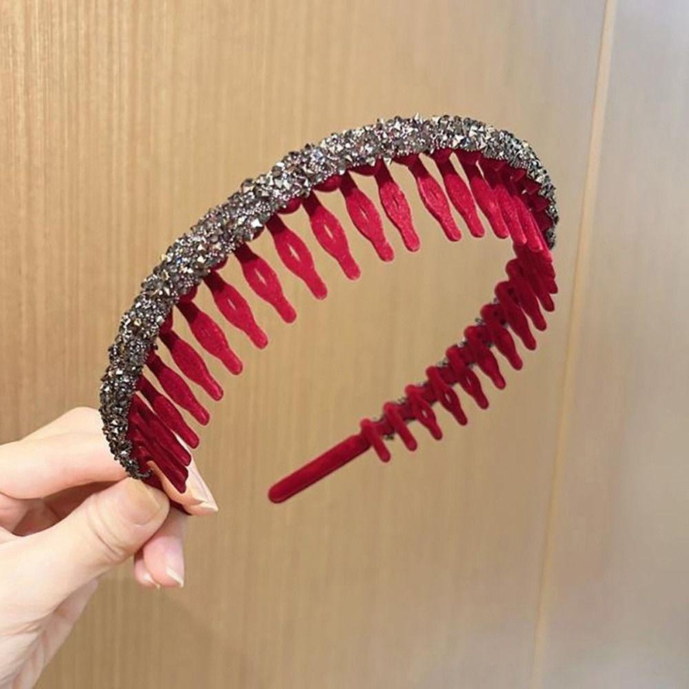 Băng Đô Cài Tóc Đính Đá Lấp Lánh Chống Trượt Có Răng Dành Cho Bé Gái