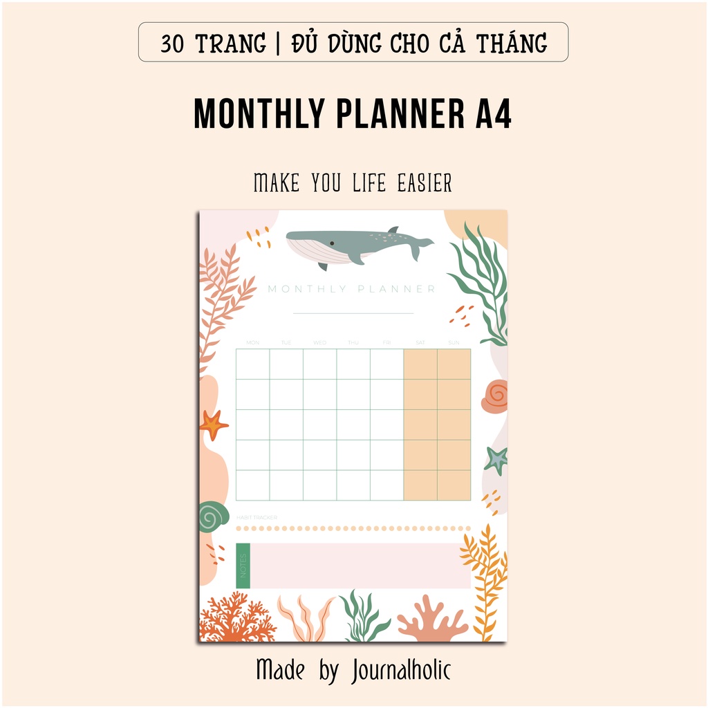 Template Monthly Planner - Journalholic