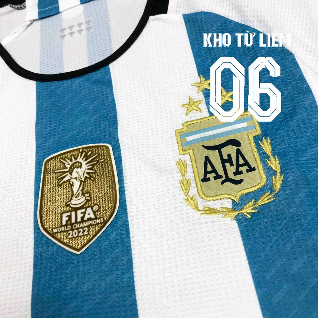 Đồ đá banh - bộ quần áo đá bóng nam đội tuyển Argentina màu trắng sọc xanh chất vải fex thái cao cấp