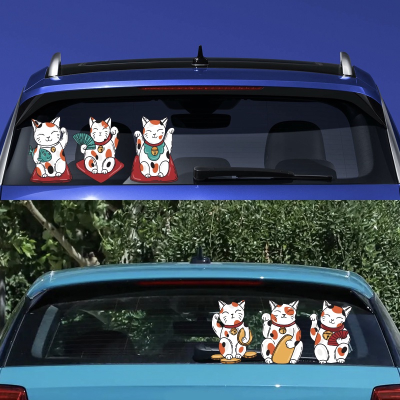 Miếng Dán Trang Trí Xe Hơi Chống Thấm Nước Hình Mèo Năm Mới Dễ Thương