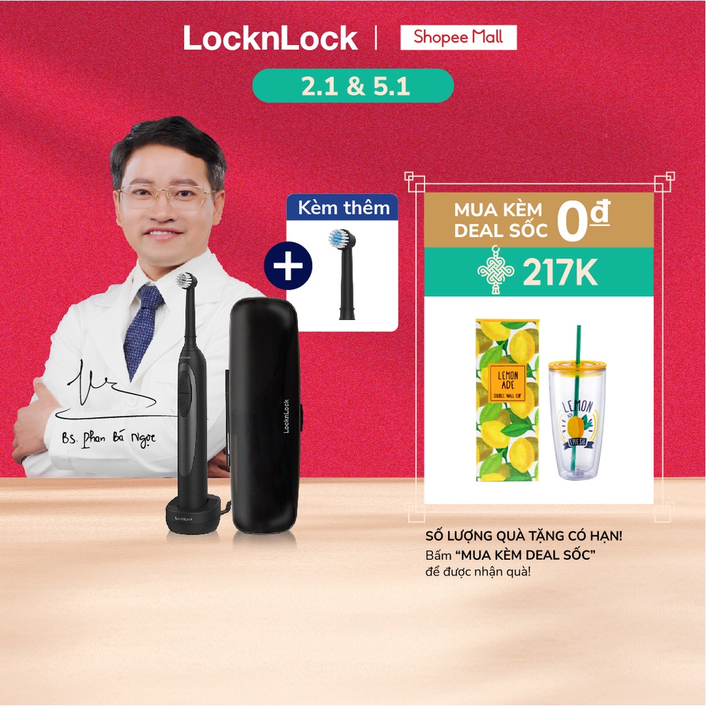 Bàn chải điện Smart oscillating electric toothbrush Lock&lock - Màu đen