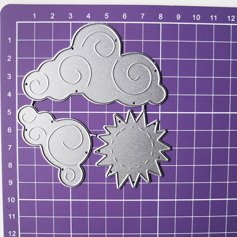 Khuôn Cắt Giấy Kim Loại Hình Mặt Trời Và Đám Mây