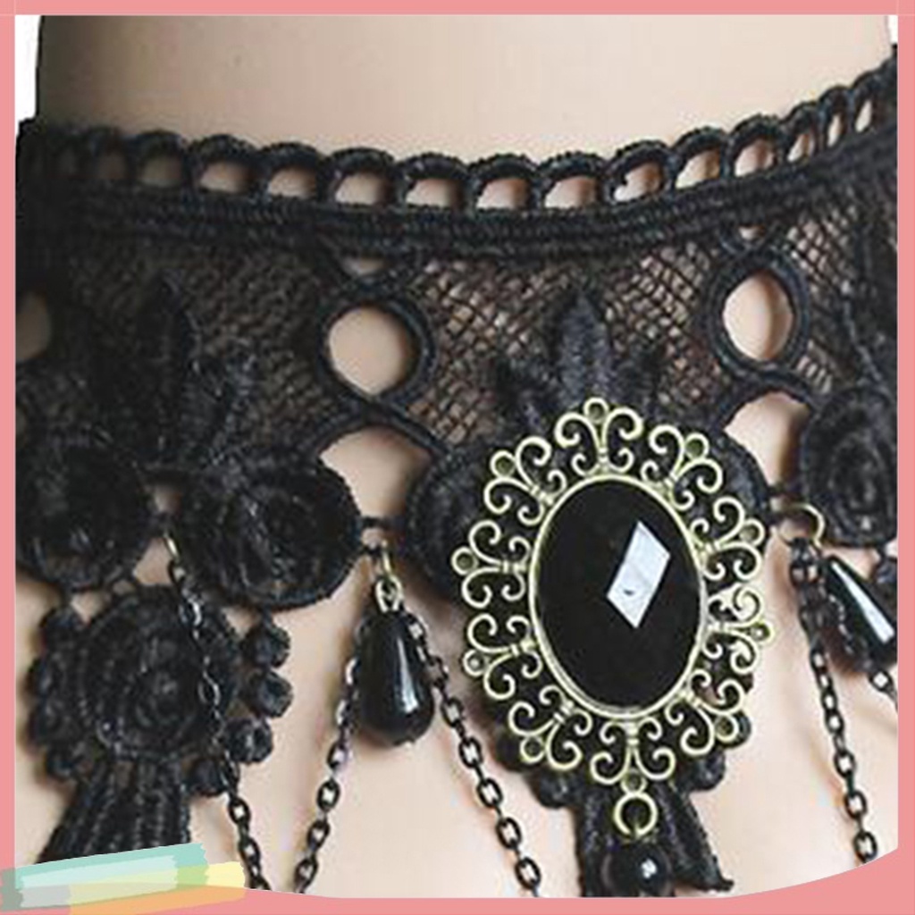 Bộ Trang Sức Ren Hoa Đính Đá Quý Nhân Tạo Thời Trang Dành Cho Nữ