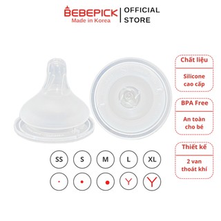 Núm ti Bebepick cho bé silicone siêu mềm đủ size SS/S/M/L/XL (vỉ 02 chiếc)