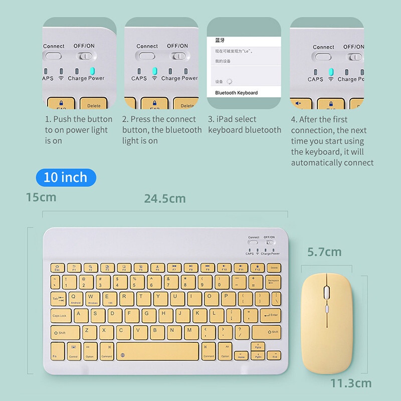 [HCM]Bàn phím bluetooth không dây mini 10 inch / chuột không dây cho điện thoại di động và máy tính bảng , 7 màu có sẵn