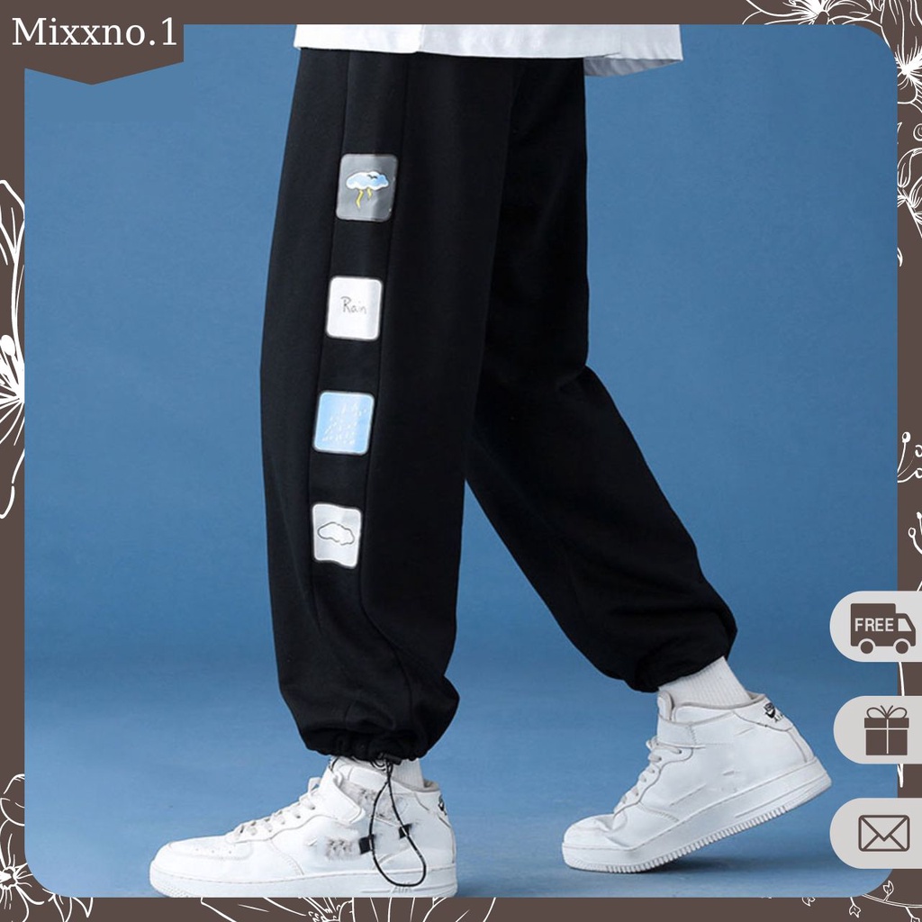 Quần Jogger Nam Nữ Ống Rộng Dây Rút Gấu In Dọc 2 Bên Phong Cách Ulzzang Thời Trang Mixxno.1 QUAN NAM 128V1