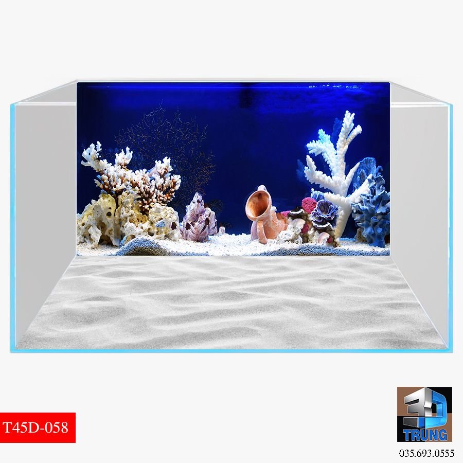 Tranh 3D San Hô trang trí dán bể cá, tặng kèm đồ dán siêu nét, đa dạng kích thước
