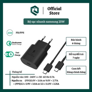 Cục sạc nhanh 25W Cổng Type C - Sạc Nhanh Tương Thích Galaxy S/Galaxy   Note 10 Note 20 A71, A70, A80, A90, S20, S20
