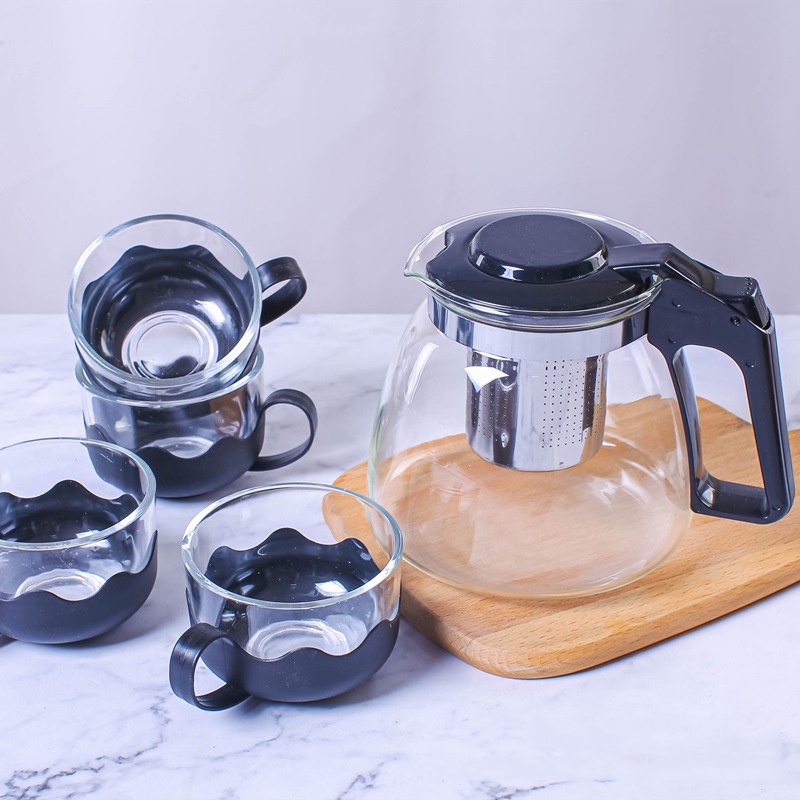 [TẶNG KÈM 4 CỐC] 900ML Bộ ấm trà lõi lọc và 4 ly thuỷ tinh-【GM-CHWJT8】