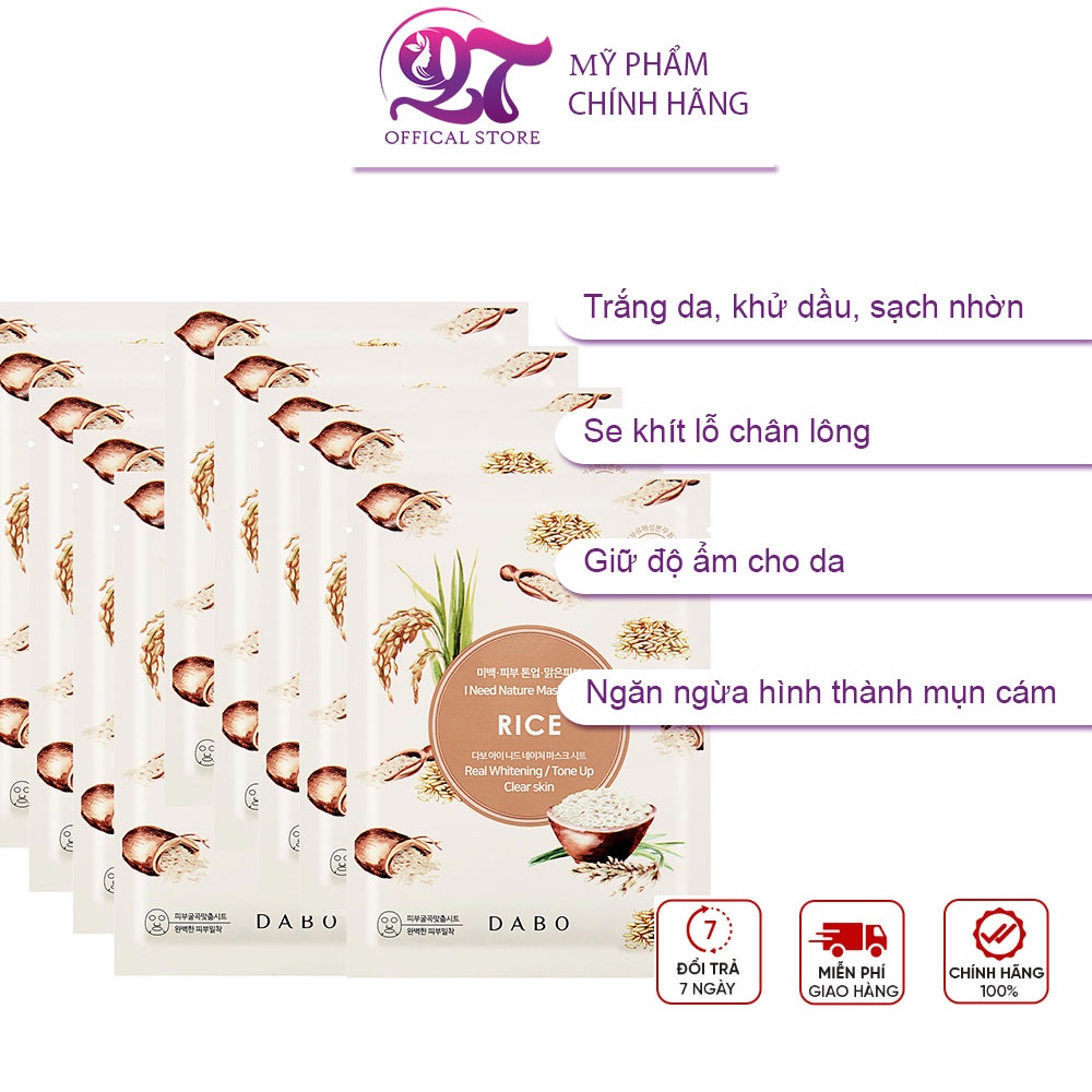 Bộ 10 miếng Mặt nạ Tinh chất Gạo cao cấp – DABO I NEED NATURE RICE