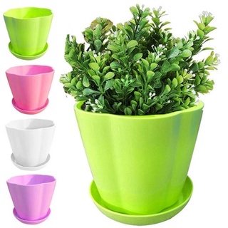 Chậu nhựa tròn hình bí kèm đĩa lót nhiều màu cực xinh để trồng cây, trồng Sen Đá, Trang Trí
