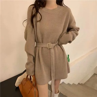 Đầm Váy Dệt Kim Một Mảnh Tay Dài Dáng Rộng Phong Cách Hàn Quốc Thời Trang Cho Nữ