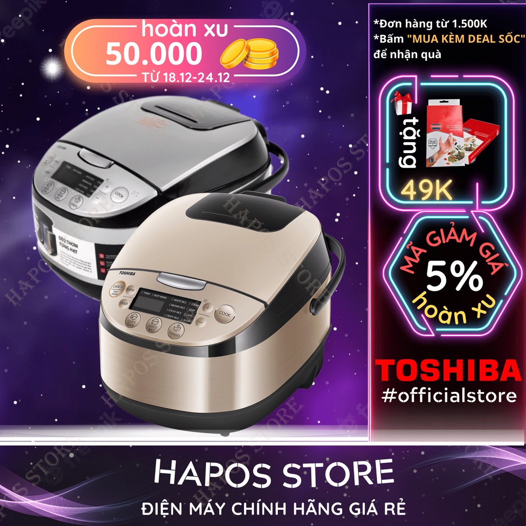 Nồi cơm điện tử Toshiba 1.8 lít RC-18DR2PV(K) & RC-18DR3PV(G) - Hàng chính hãng - Nhiều chức năng tiện lợi