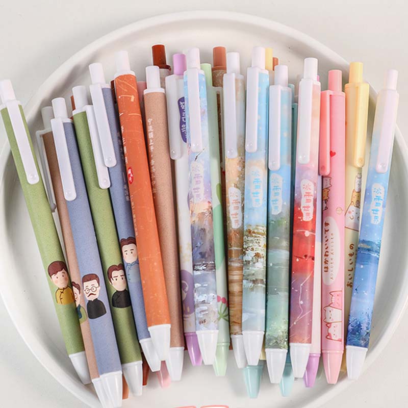 Set 6 Bút Mực Nước Ngòi 0.5mm Họa Tiết Hoạt Hình Sáng Tạo