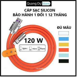 Dây cáp sạc nhanh max 120w silicon 1m - pd usb type-c / usb to lighting l-phone, android chất lượng cao