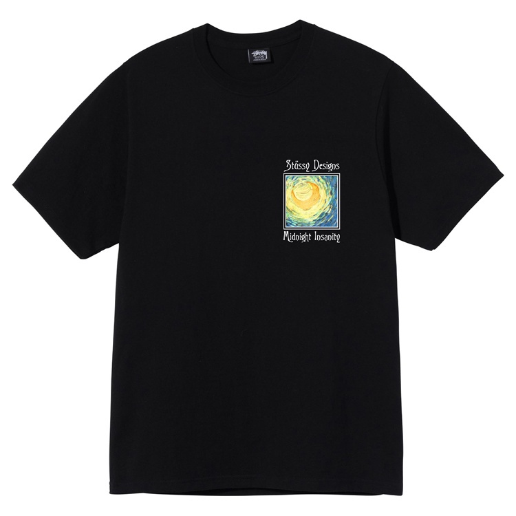 Stussy midnight insanity van gogh starry night art painting in short sleeve t-shirt