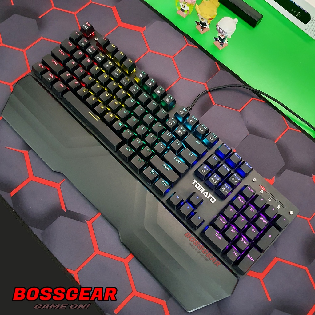 Bàn Phím Cơ TOMATO TEAMWOLF Switch Quang Chống Nước Siêu Bền Kèm Kê Tay