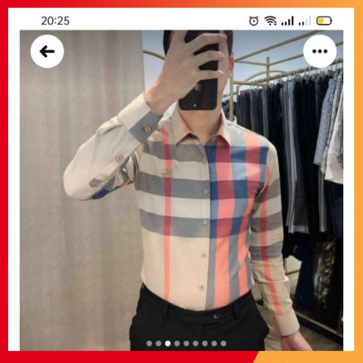 Áo sơ mi nam dài tay caro form body Hàn Quốc, chất lụa Hàn chống nhăn