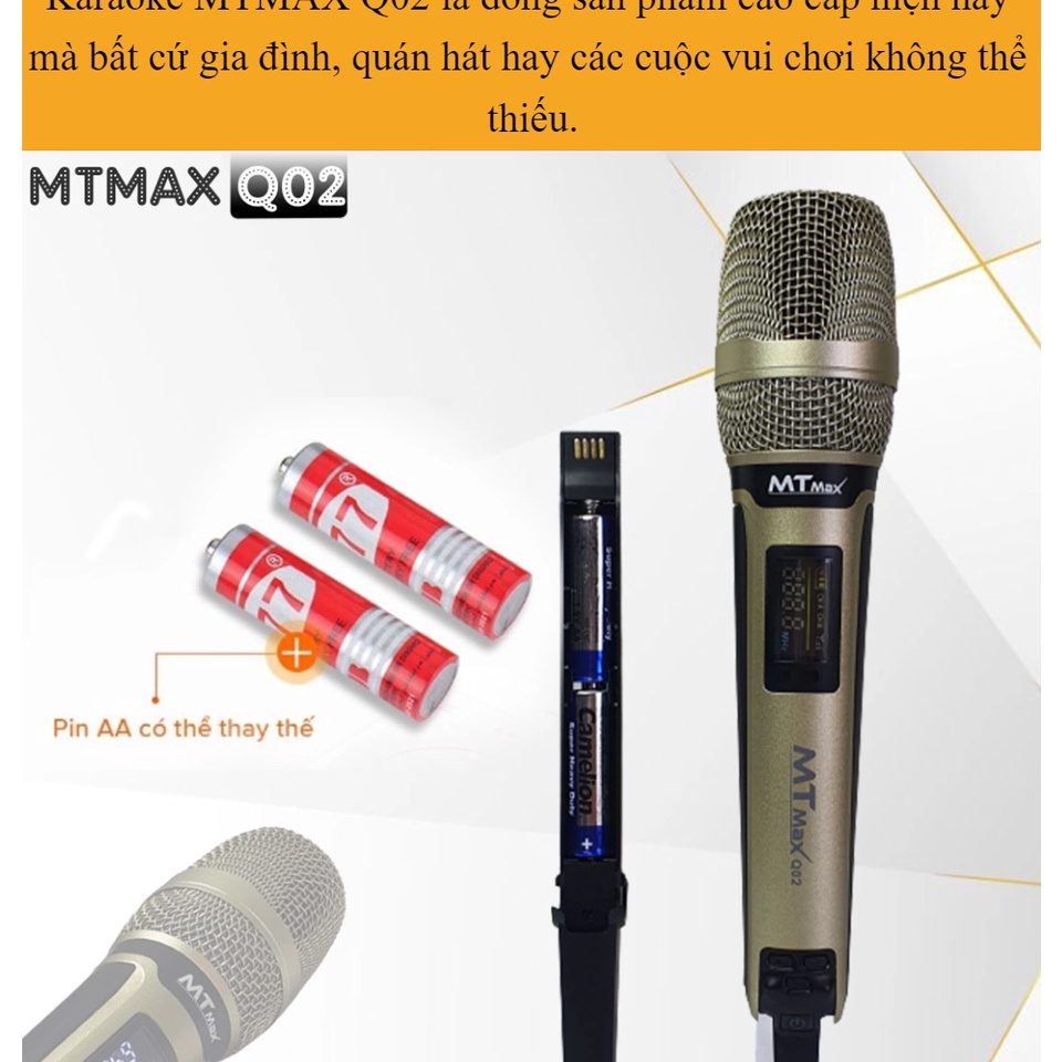 Micro Không Dây Đa Năng MTMAX Q02  Màn hình Led hiển thị thông số Âm thanh cực hay, Bảo hành 12 tháng