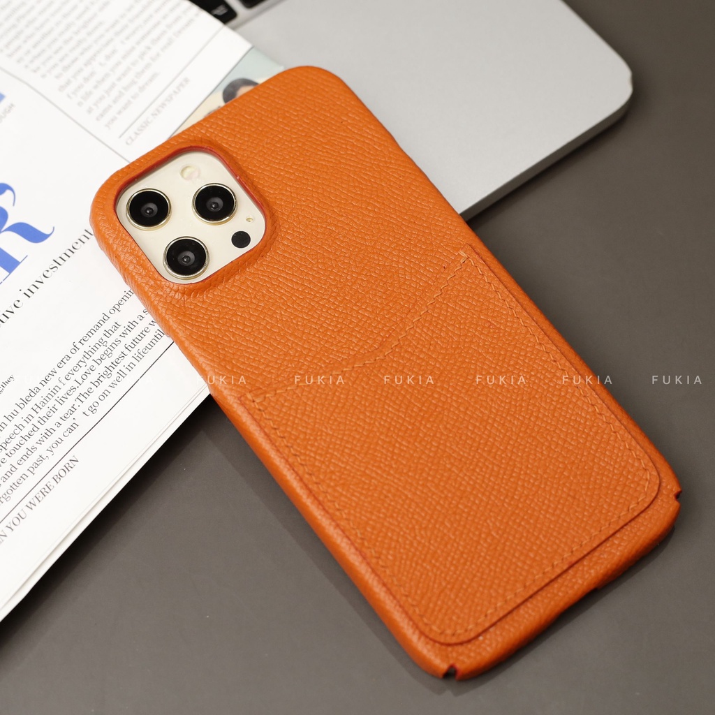 Combo dây và ốp da thủ công Full viền Epsom Cam dành cho Đồng hồ thông minh/ Đồng hồ cơ và Iphone CB030