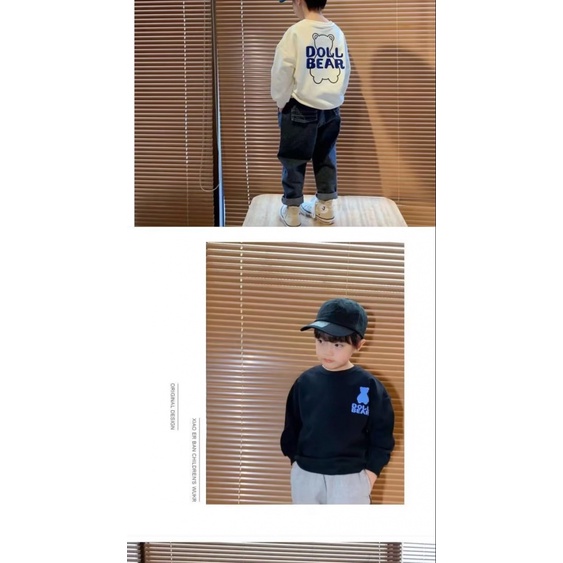 Áo Thun Nỉ Dáng Rộng In Hoạt Hình Phong Cách Hàn Quốc Thời Trang Xuân Thu Cho Bé Trai