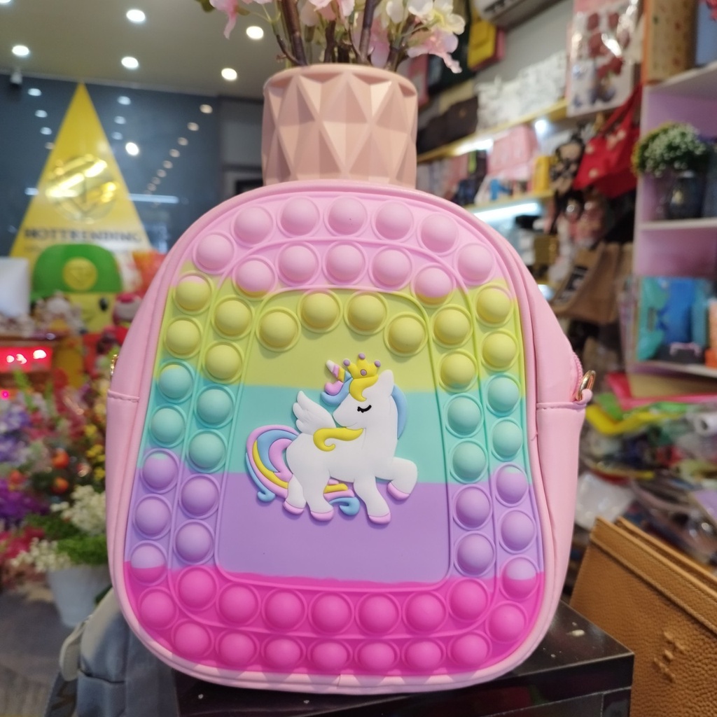 Balo Pop It Hình Ngựa Unicorn Cho Bé Mầm Non Mẫu Giáo Cute Hót 2022