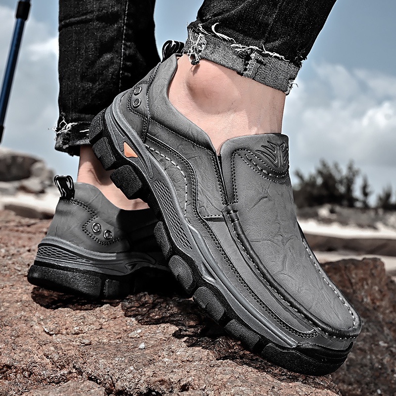 Giày Lười Da Bò Đế Cao Su Mềm Thoáng Khí Phong Cách Thể Thao Cho Nam