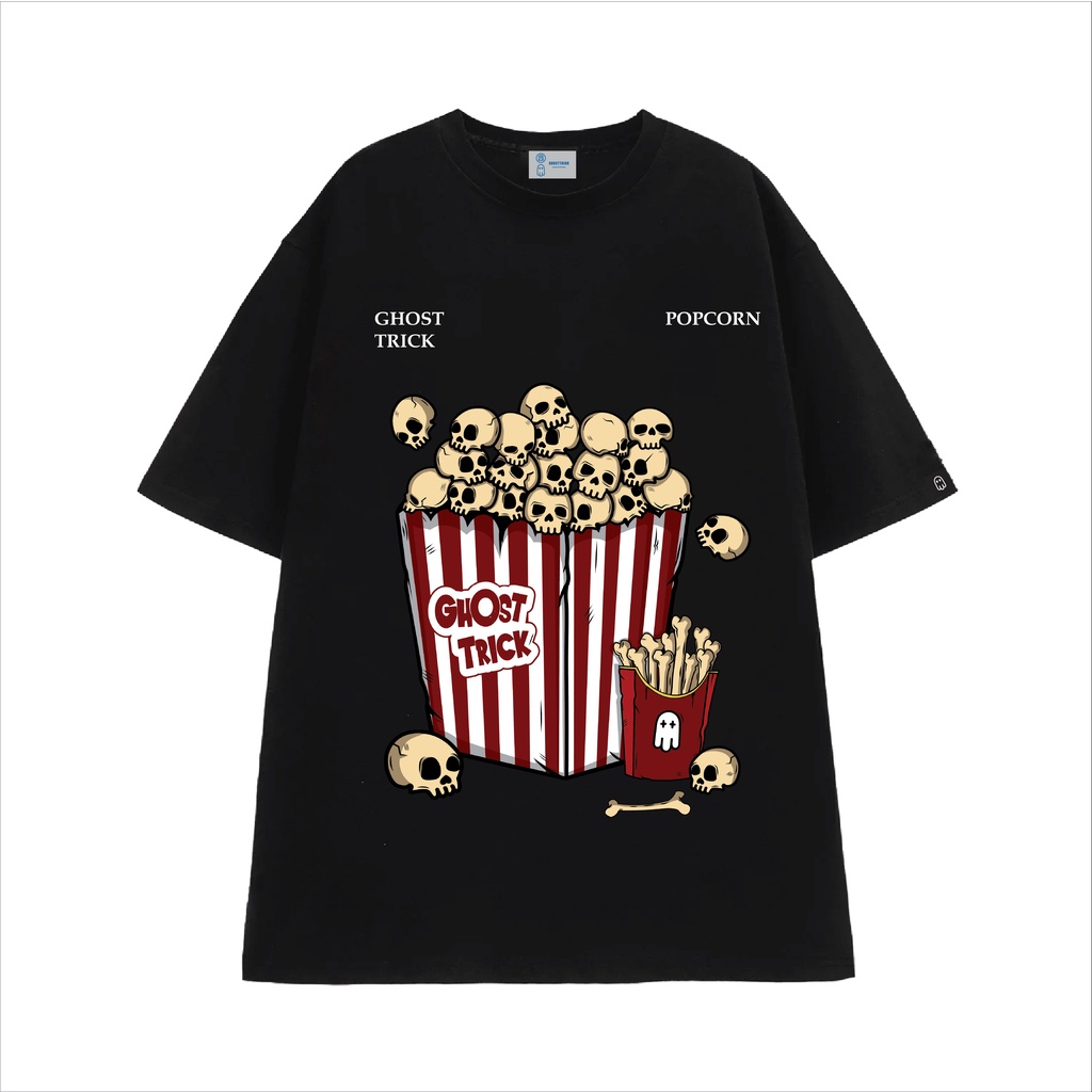 Áo thun local brand GHOST TRICK POPCORN màu đen &amp; đỏ vải dày 250gsm - Hàng chính hãng