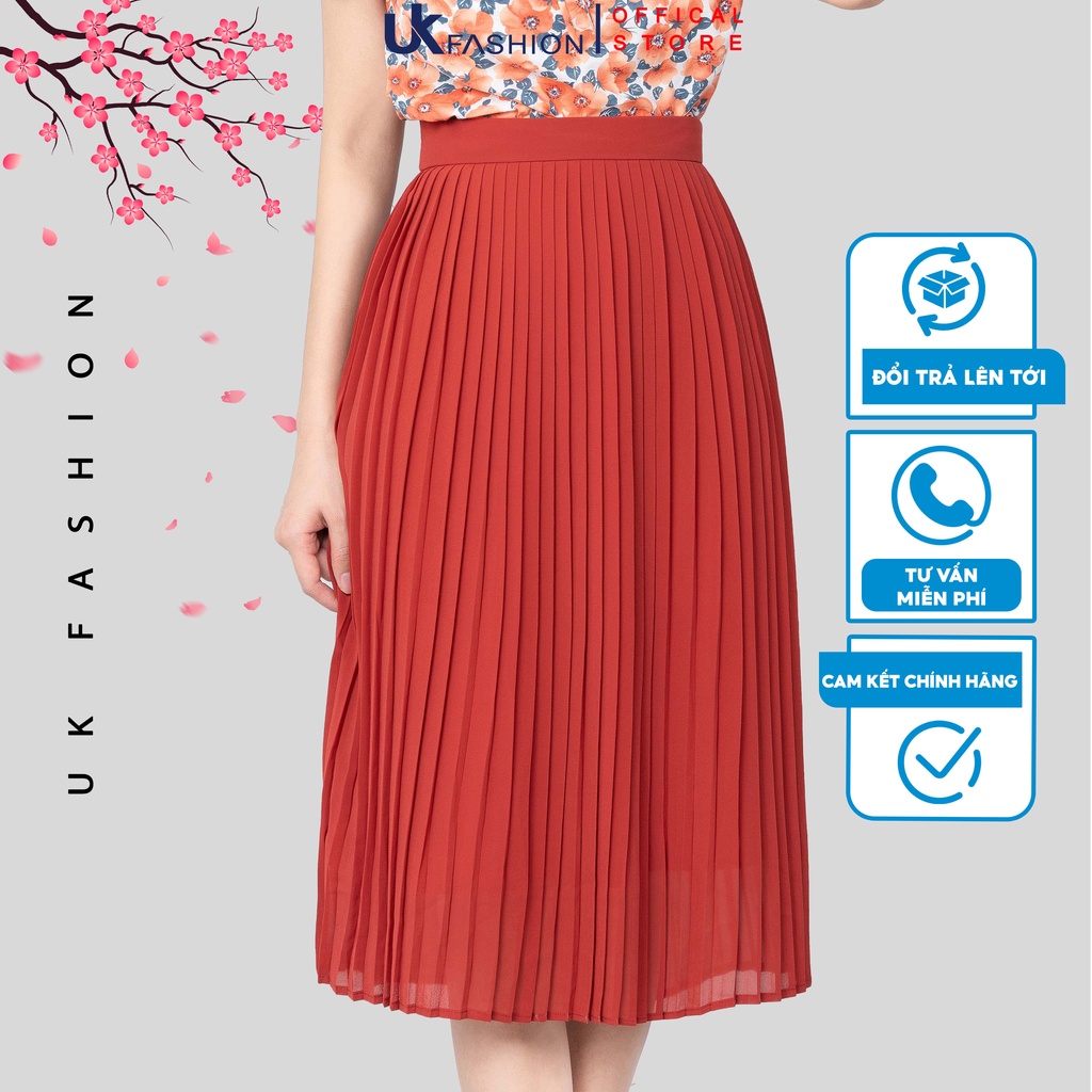 Chân Váy Dập Ly Thời Trang Nữ UK Fashion Họa Tiết Đơn Sắc Basic, Thiết Kế Thanh Lịch, Phù Hợp Mọi Hoàn Cảnh NKCV2203004