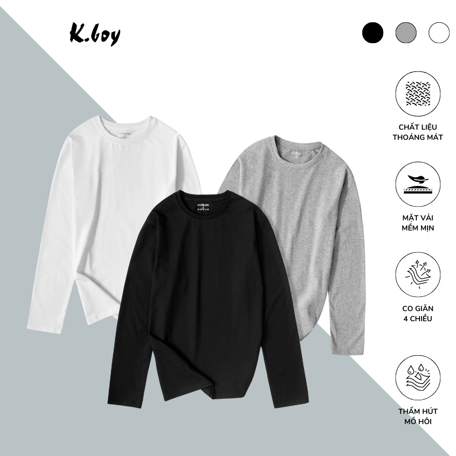 Áo thun Tay dài nam 100% cotton nhiều màu co giãn chất vải mềm mịn, hợp dáng dễ phối đồ - V220