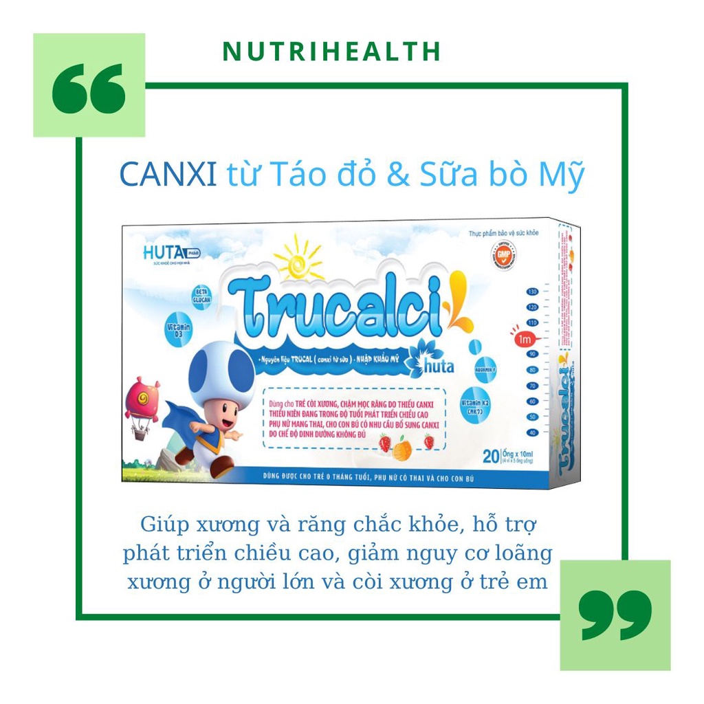 Siro CANXI hữu cơ & VITAMIN D3 K2 vị vani sữa - Giúp bé cao lớn - Hộp 20 ống
