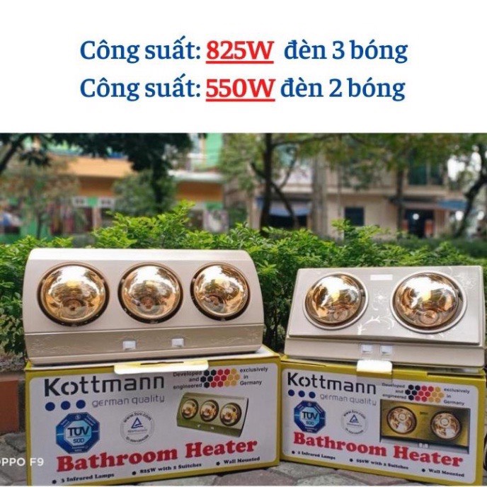 Đèn sưởi nhà tắm KOOTMAN [ 3 Bóng , 2 Bóng ] sưởi ấm cho không gian lạnh