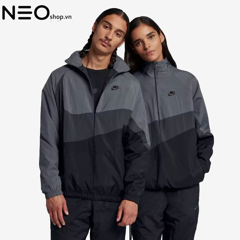 ÁO KHOÁC NAM NIKE SPORTWEAR SWOOSH WOVEN JACKET - XÁM PHỐI ĐEN