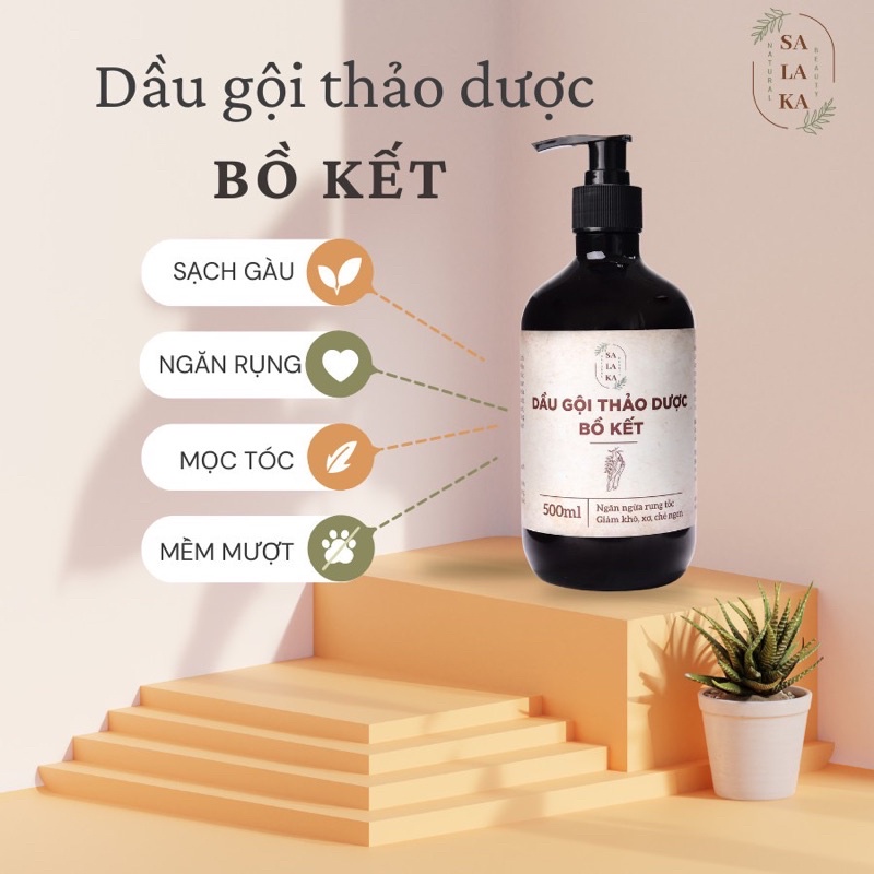 Dầu Gội Bồ Kết Sạch Gàu, Ngăn Rụng, Mọc Tóc, Thảo Dược Salaka (500 ml)