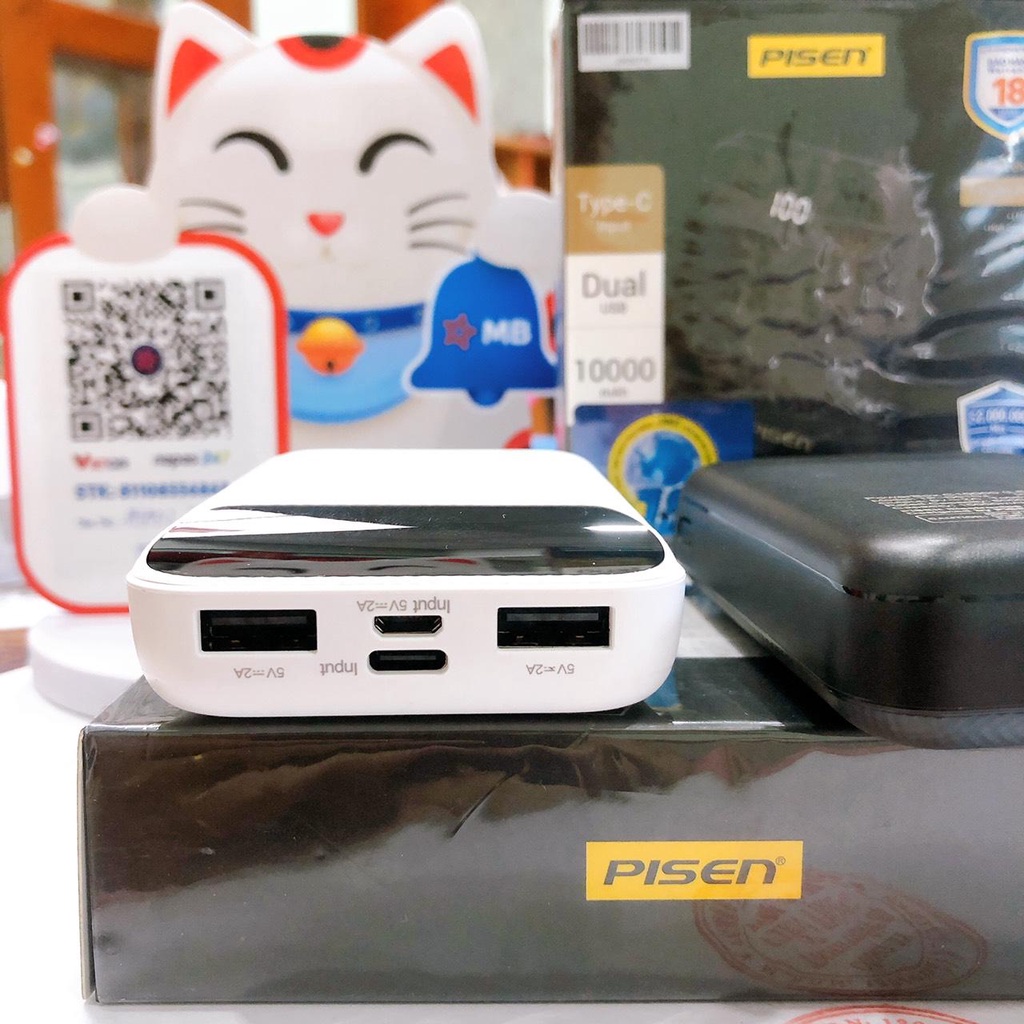 Sạc dự phòng Pisen Power Box C10000 LED 10000mAh , nhỏ gọn, an toàn, sạc đồng thời 2 thiết bị, Hàng chính hãng